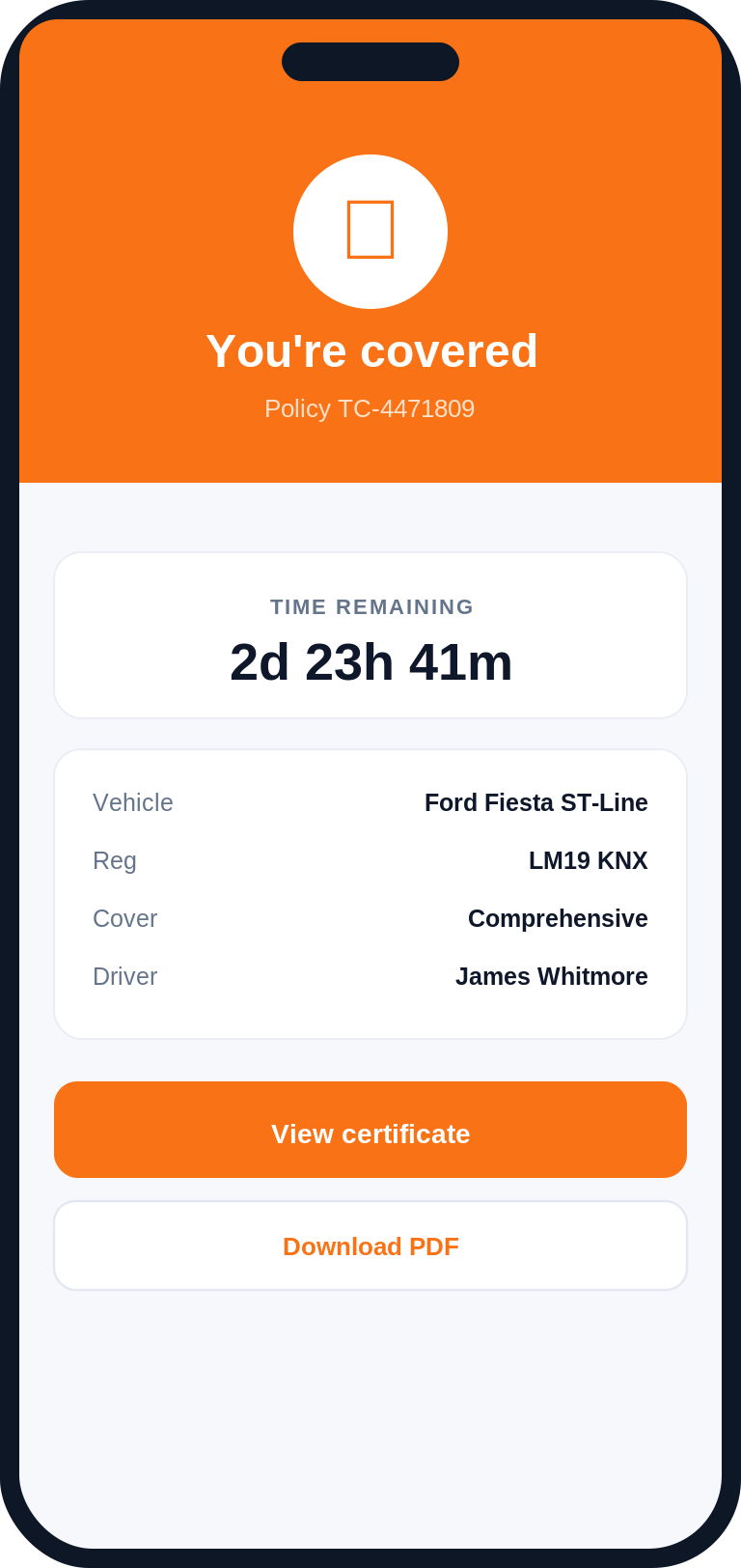Tempcover mobile app