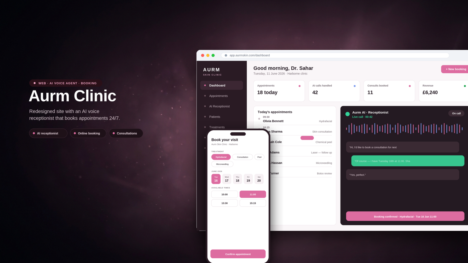 Aurm Clinic — Healthcare · Booking Platform