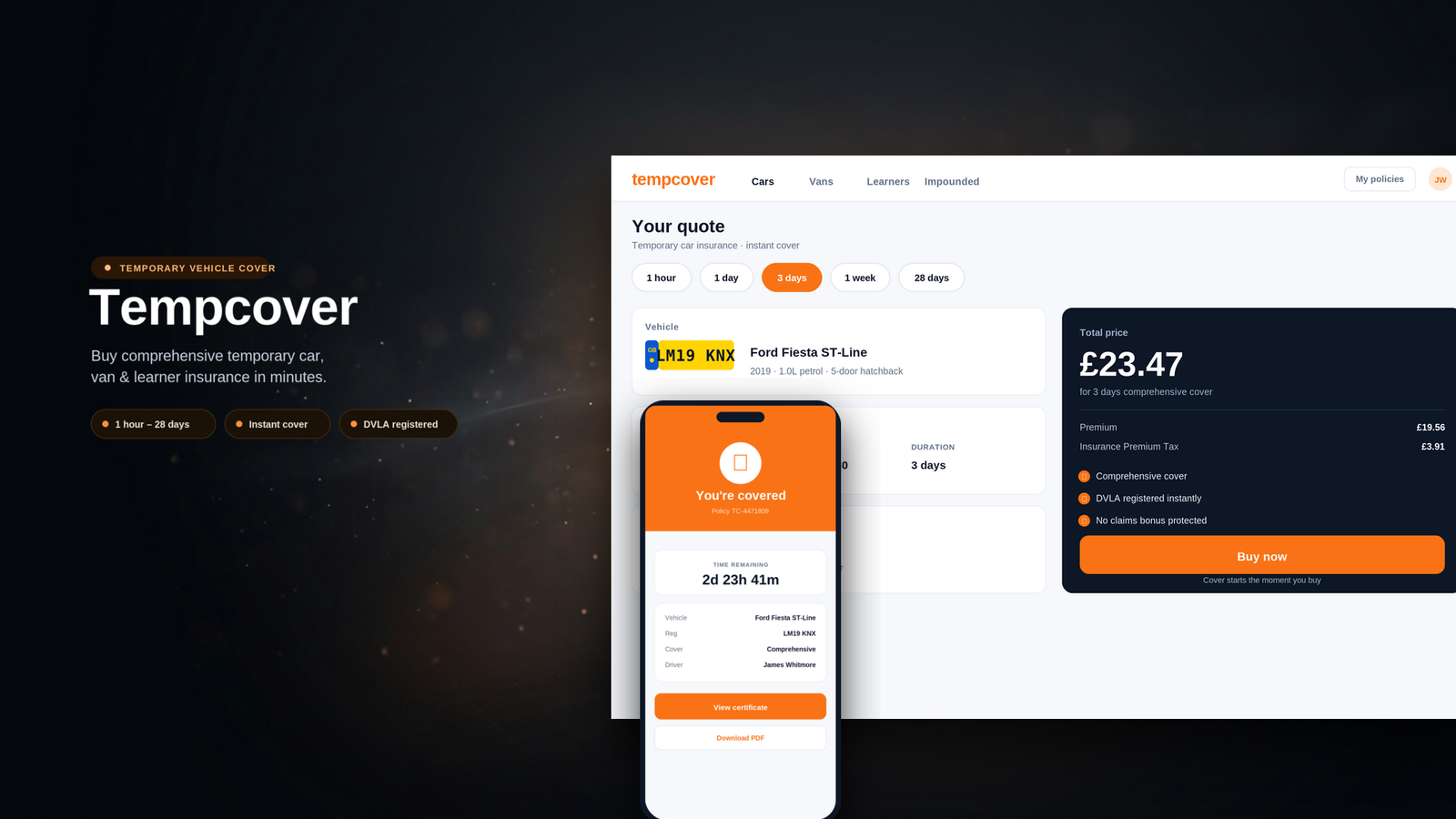 Tempcover — Insurtech · Quote & Buy Flow